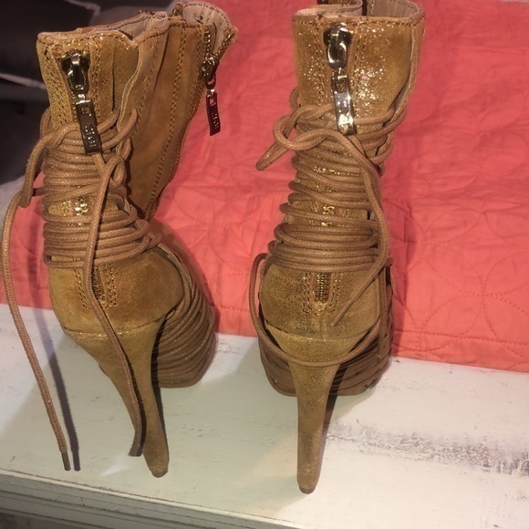 Zi Giny women’s leather platform tan boots size 9‎ 5 inch heels - Picture 6 of 11